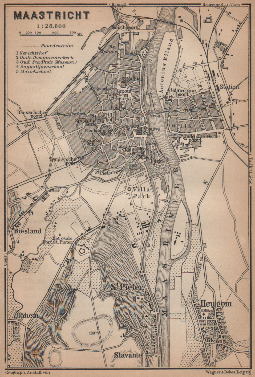 MAASTRICHT town city plan & environs. Heugem Maestricht. Netherlands 1905 map